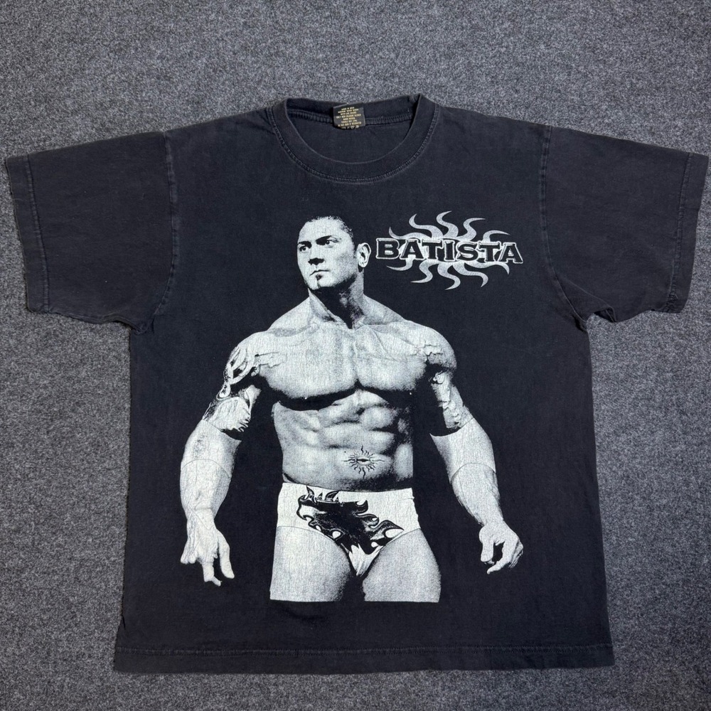 Echo Batista Graphic T-Shirt Mens Large Black Wrestling WWE Streetwear Tee